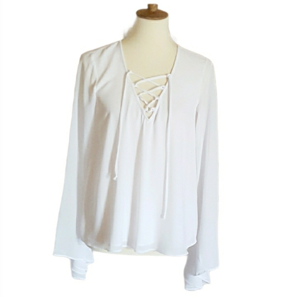 Show Me Your Mumu - Poet Tie Top In White